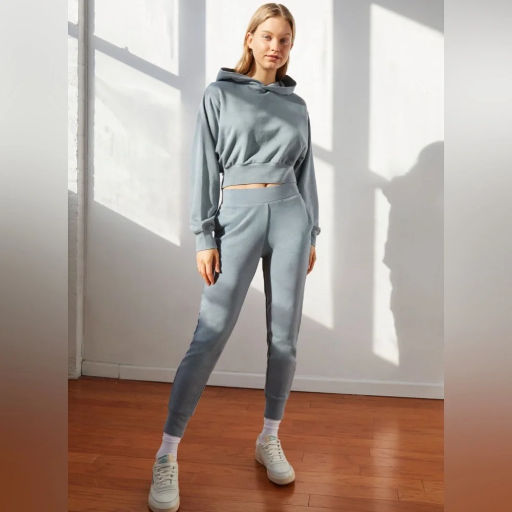 Aritzia TNA Cozy AF Fleece Perfect Shrunken Cropped Hoodie in Plum Purple - Picture 11 of 12